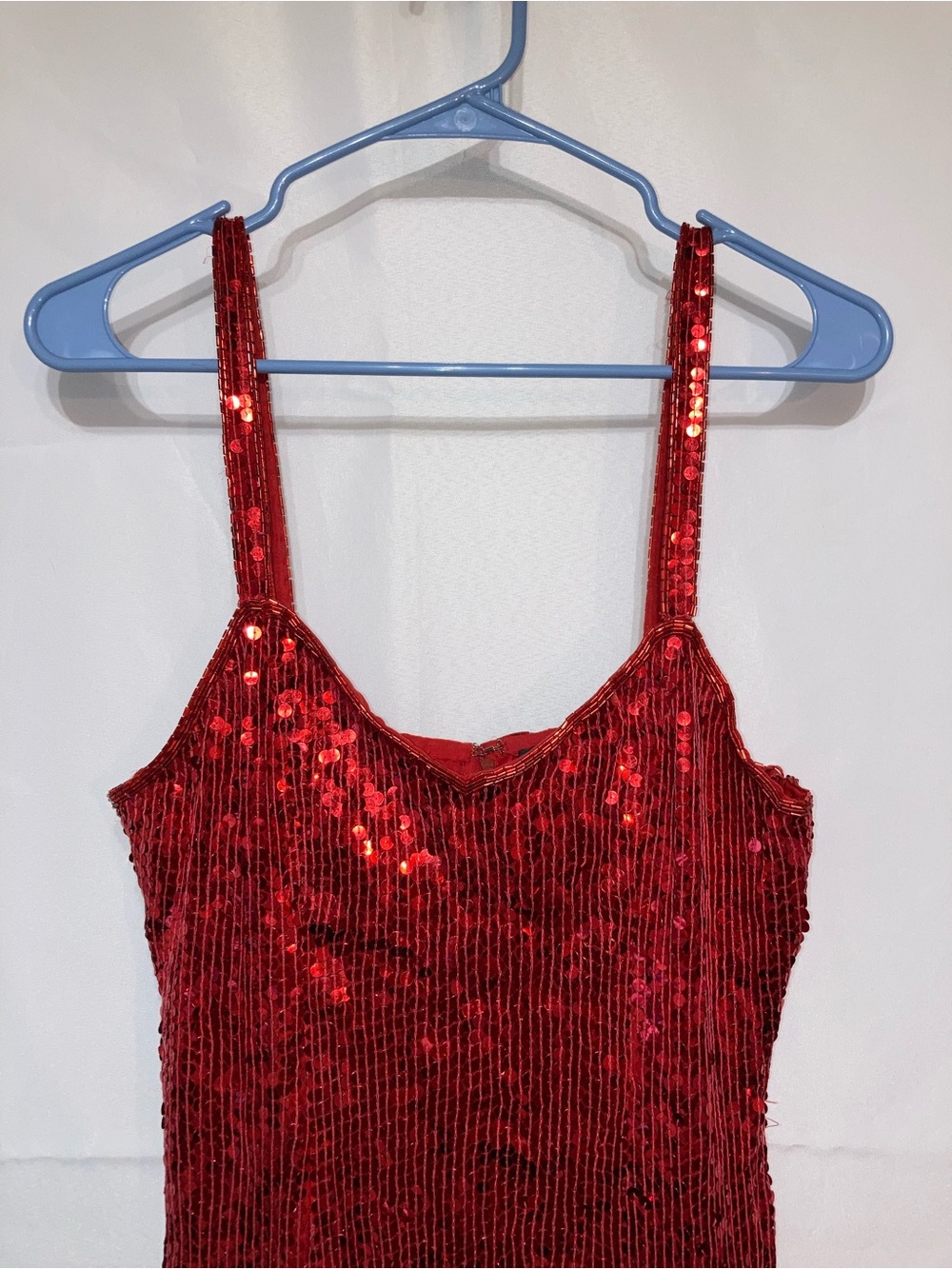 Expressions Red Sequin Strapless Slip Gown - Picture 3 of 7